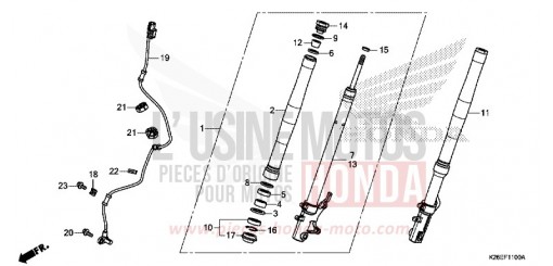 FOURCHETTE AVANT MSX125AJ de 2018